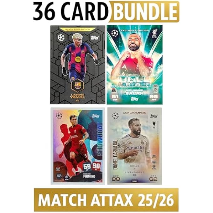 rayihni SUPER RARE 36-CARD BUNDLE: LAMINE YAMAL, SALAH, FIRMINO, CARVAJAL +32 BONUS CARDS  MATCH ATTAX 2025/2026 (25/26)  FOOTBALL TRADING CARDS - Image 5